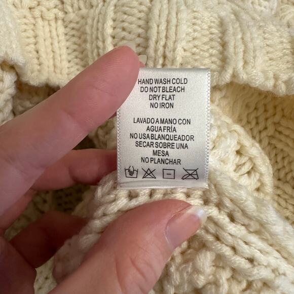 Love Tree Cream Cable Knit Chunky Turtleneck Sweater‎ Women’s Large Cropped Knit - Picture 7 of 7